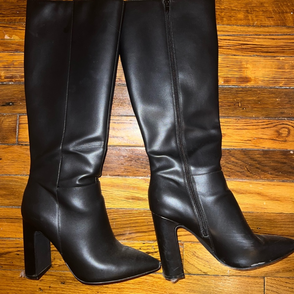 Sexy knee high faux leather boots